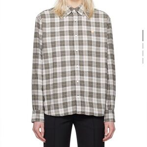 Acne Studios white and black flannel button up shirt - size XS